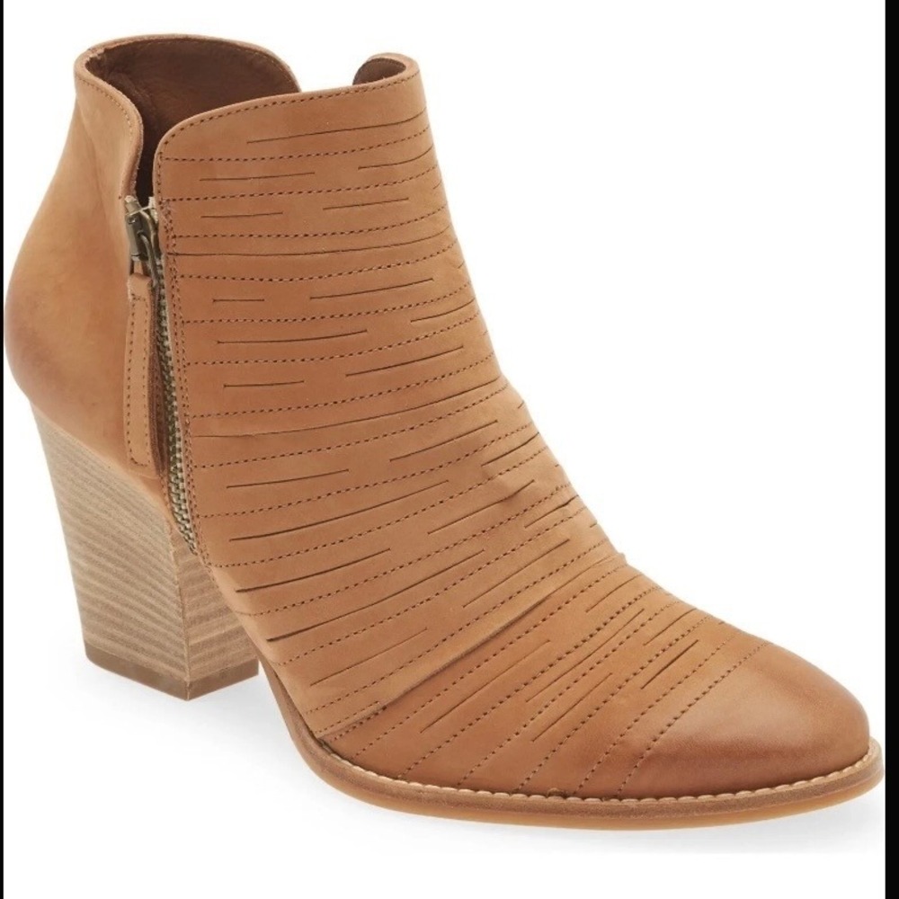 PAUL GREEN Malibu‎ Sliced Zip Chunky Brown Nubuck Sisal Ankle Bootie - Size 6